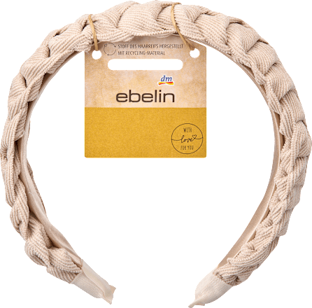 Gevlochten gerecyclede hoofdband, crème, 1 stuk