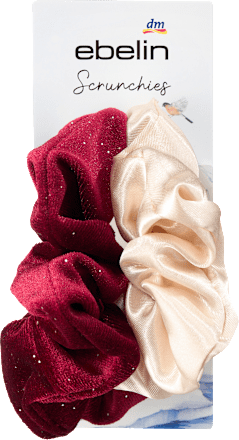 Scrunchies beige &amp; rood, 2 stuks