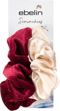 Scrunchies beige &amp; rood, 2 stuks