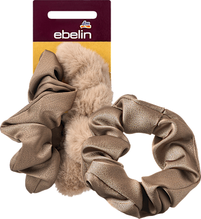 Scrunchies met bontlook &amp; satijn, 2 stuks