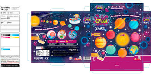 Kinderbadtoevoeging Glibbi Space Set 9 stuks, 1 stuk