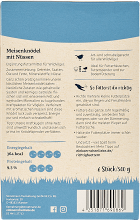 Vogelvoer vetbollen met noten, 6 stuks