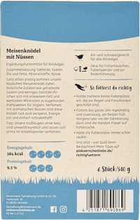 Vogelvoer vetbollen met noten, 6 stuks