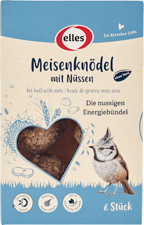 Vogelvoer vetbollen met noten, 6 stuks