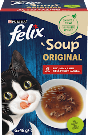 Nat kattenvoer met rund, kip en lam, Soup Original Multipack (6 x 48 g), 288 g