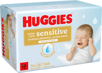 Vochtige doekjes extra verzorging gevoelig (3x48 stuks), 144 stuks