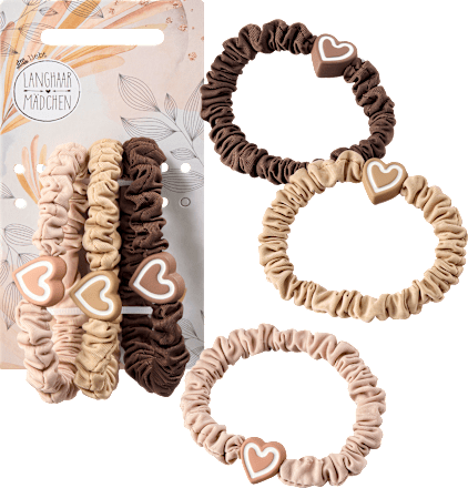 Scrunchies met hartjesbedel, 3 stuks