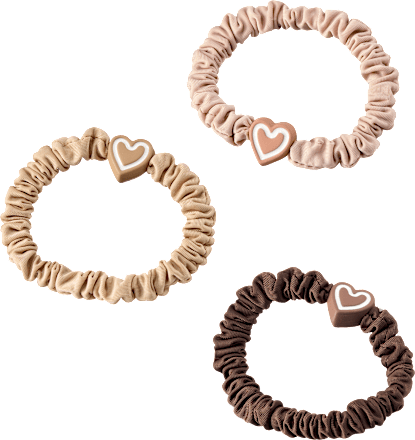 Scrunchies met hartjesbedel, 3 stuks