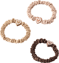 Scrunchies met hartjesbedel, 3 stuks