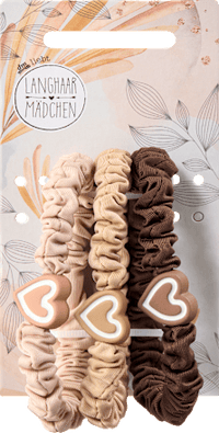 Scrunchies met hartjesbedel, 3 stuks
