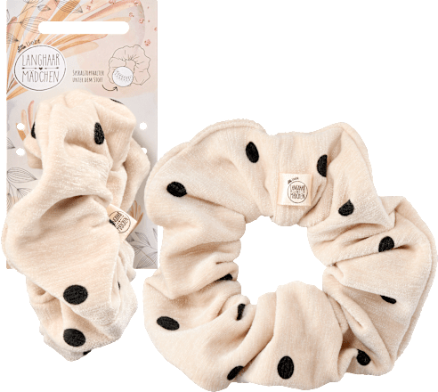 Scrunchies Polka Dots, beige-zwart, 1 st