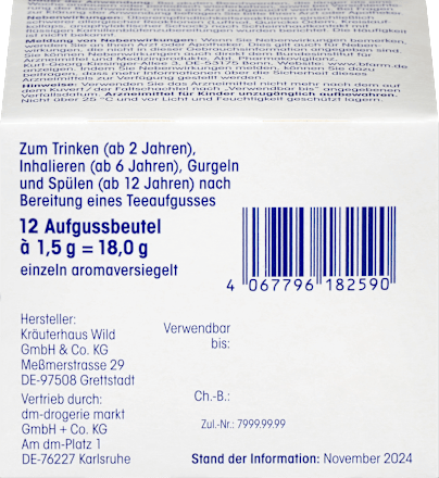 Medicinale thee, kamillethee (12 zakjes), 18 g