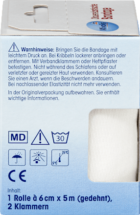 Blijvend elastisch verband, 6 cm x 5 m (uitgerekt), 1 rol, 1 stuk