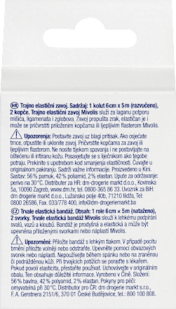Blijvend elastisch verband, 6 cm x 5 m (uitgerekt), 1 rol, 1 stuk