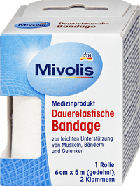 Blijvend elastisch verband, 6 cm x 5 m (uitgerekt), 1 rol, 1 stuk