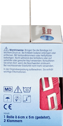 Blijvend elastisch verband, 6 cm x 5 m (uitgerekt), 1 rol, 1 stuk
