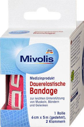Blijvend elastisch verband, 6 cm x 5 m (uitgerekt), 1 rol, 1 stuk