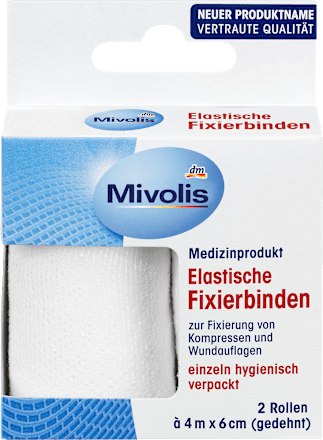 Elastische fixatieverbanden, 6 cm x 4 m (uitgerekt), 2 rollen, 8 m