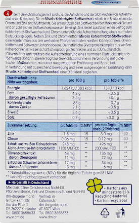Koolhydraatmetabolisme, 20 tabletten, 16 g