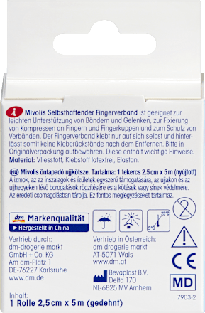 Zelfklevend vingerverband, 2,5 cm x 5 m (uitgerekt), 1 rol, 1 stuk