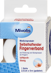 Zelfklevend vingerverband, 2,5 cm x 5 m (uitgerekt), 1 rol, 1 stuk