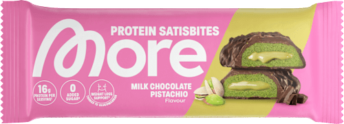 Proteïnereep Satisbites, Melkchocolade Pistaccio, 50 g