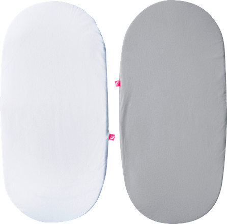 Hoeslaken ovaal wit en grijs 35x75cm, 2 stuks