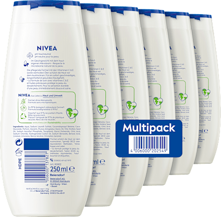 Verzorgende Douchecrème Zacht (6x250 ml), 1.500 ml