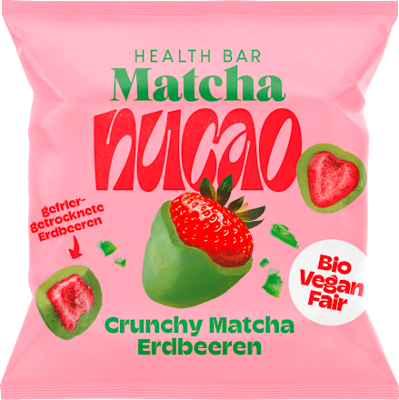 Gedroogd fruit, Matcha Crunchy Aardbeien, Chocolade-aardbeien, 50 g