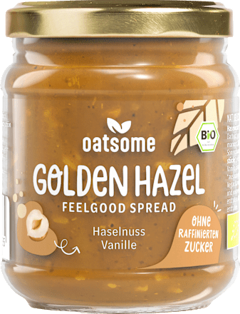 Hazelnootpasta, "Golden Hazel" Feelgood Spread, Hazelnoot Vanille, 200 g