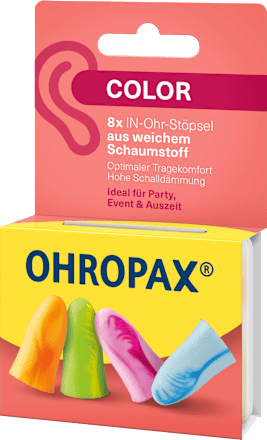 Kleur oordopjes, 8 stuks