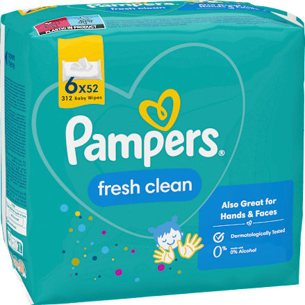 Fresh Clean vochtige doekjes (6 x 52 stuks), 312 stuks