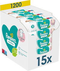 Gevoelige vochtige doekjes (15x80 stuks), voordeelverpakking, 1.200 stuks