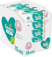 Gevoelige vochtige doekjes (15x80 stuks), voordeelverpakking, 1.200 stuks