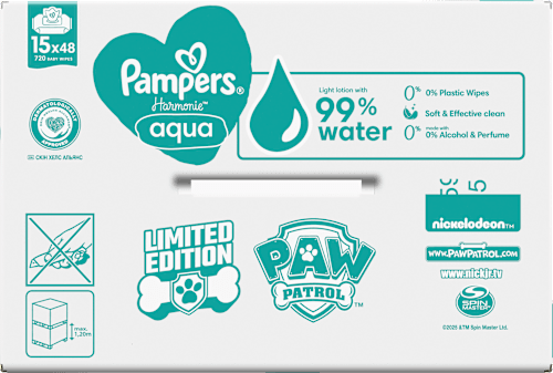 Vochtige doekjes Harmonie Aqua Paw Patrol (15x48 stuks), 720 stuks