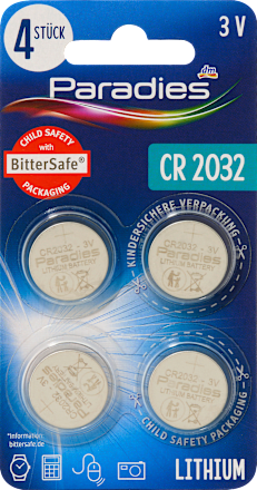 Lithium knoopcel CR2032, 4 stuks