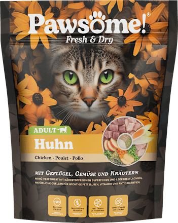 Droog kattenvoer met gevogelte, groenten en kruiden, vers en droog, 750 ml