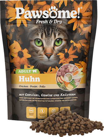 Droog kattenvoer met gevogelte, groenten en kruiden, vers en droog, 750 ml