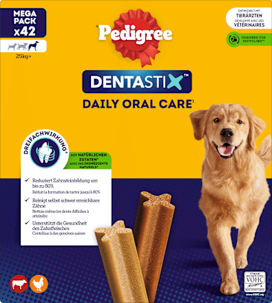 Hondenkauwsnack Dental Care DentaStix voor grote honden, multipack (6x7 stuks), 1,62 kg