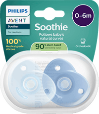Soothie siliconen fopspeen, blauw, 0-6 maanden, 2 stuks
