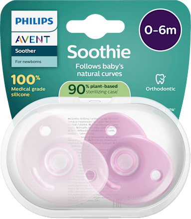 Schnuller Soothie Silkon, rosa, 0-6 Monate, 2 St