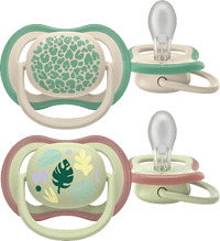 Schnuller ultra air colors of nature Silikon, creme/grün, 6-18 Monate, 2 St