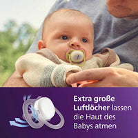 Ultra Air Nachtfopspeen van siliconen, geel/paars, 0-6 maanden, 2 stuks
