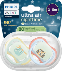 Schnuller ultra air nighttime Silikon, grün/blau, 0-6 Monate, 2 St
