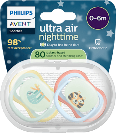Schnuller ultra air nighttime Silikon, grün/blau, 0-6 Monate, 2 St