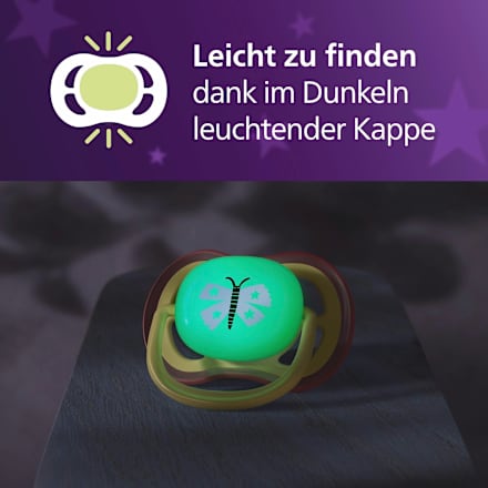 Schnuller ultra air nighttime Silikon, grün/blau, 0-6 Monate, 2 St