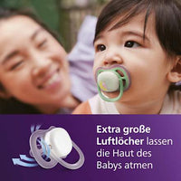 Schnuller ultra air nighttime Silikon, grün/rosa, 6-18 Monate, 2 St