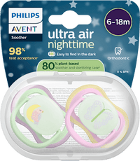 Schnuller ultra air nighttime Silikon, grün/rosa, 6-18 Monate, 2 St