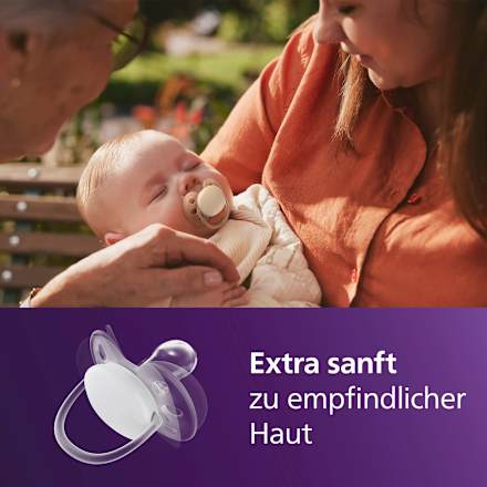Schnuller ultra soft Silikon, beige/rosa, 0-6 Monate, 2 St