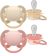 Schnuller ultra soft Silikon, beige/rosa, 0-6 Monate, 2 St